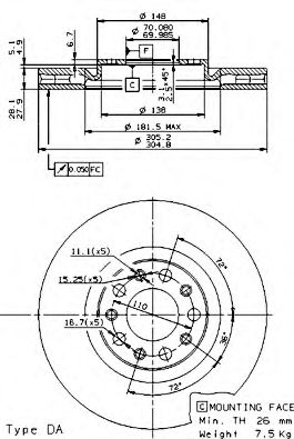 Тормозной диск BREMBO 09.9363.20