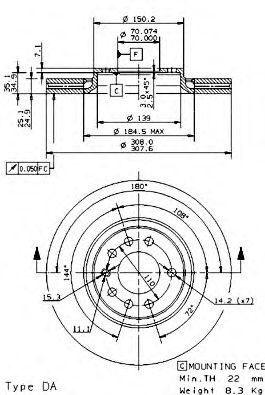 Тормозной диск BREMBO 09.9369.11