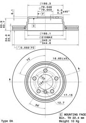 Гальмівний диск BREMBO 09.A712.10