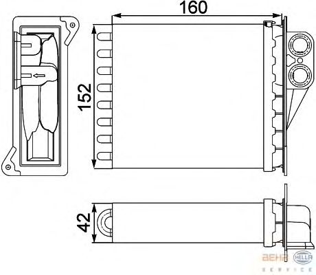 Радиатор отопителя HELLA 8FH 351 313-591