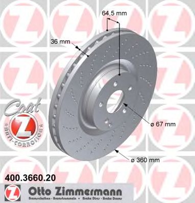 Гальмівний диск ZIMMERMANN 400.3660.20