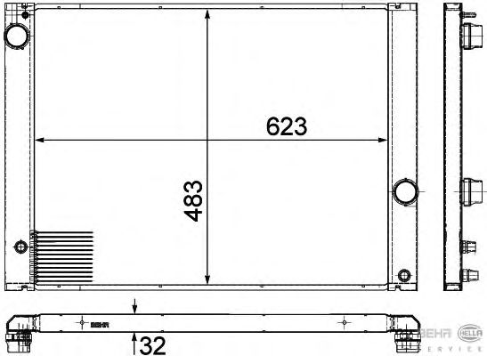 Радиатор, охлаждение двигателя HELLA 8MK 376 780-661