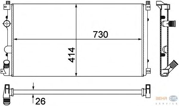 Радиатор, охлаждение двигателя HELLA 8MK 376 780-671