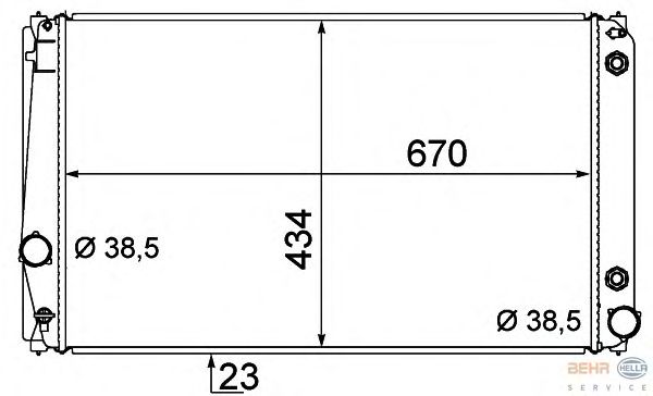 Радиатор, охлаждение двигателя HELLA 8MK 376 783-611
