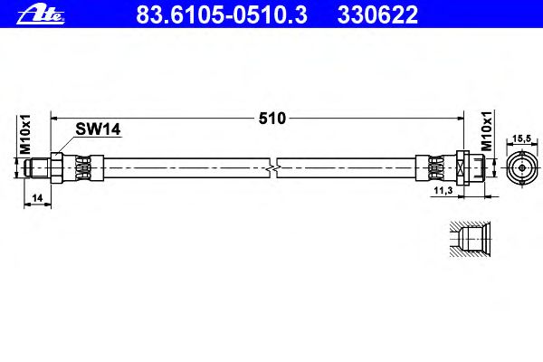 Тормозной шланг ATE 83.6105-0510.3
