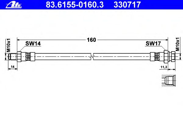 Тормозной шланг ATE 83.6155-0160.3