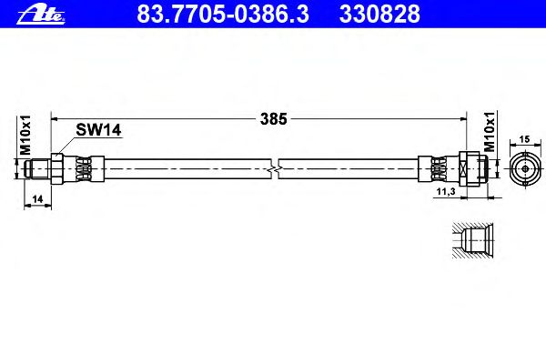 Тормозной шланг ATE 83.7705-0386.3