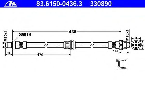 Тормозной шланг ATE 83.6150-0436.3