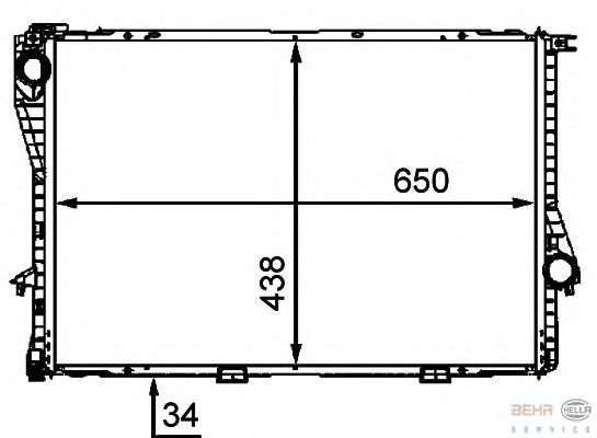 Радиатор, охлаждение двигателя BEHR HELLA SERVICE 8MK 376 712-491