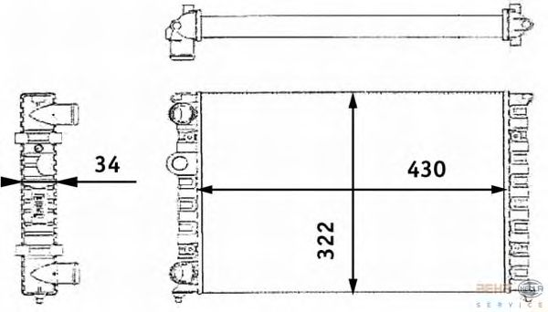 Радіатор, охолодження двигуна BEHR HELLA SERVICE 8MK 376 713-744