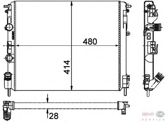 Радиатор, охлаждение двигателя BEHR HELLA SERVICE 8MK 376 719-671