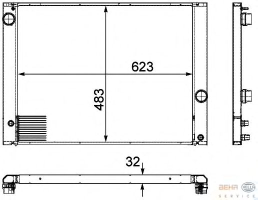 Радиатор, охлаждение двигателя BEHR HELLA SERVICE 8MK 376 745-761