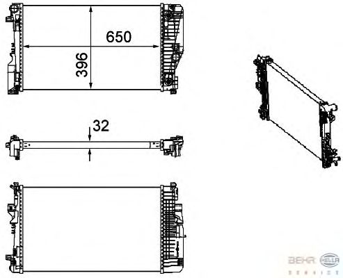 Радиатор, охлаждение двигателя BEHR HELLA SERVICE 8MK 376 756-131