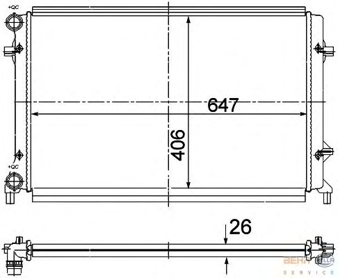 Радиатор, охлаждение двигателя BEHR HELLA SERVICE 8MK 376 781-091