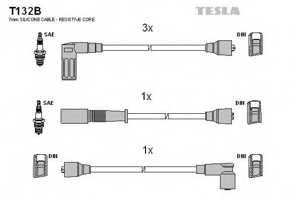 Комплект высоковольтных проводов TESLA T132B