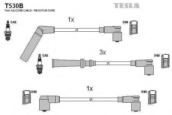 Комплект высоковольтных проводов TESLA T530B