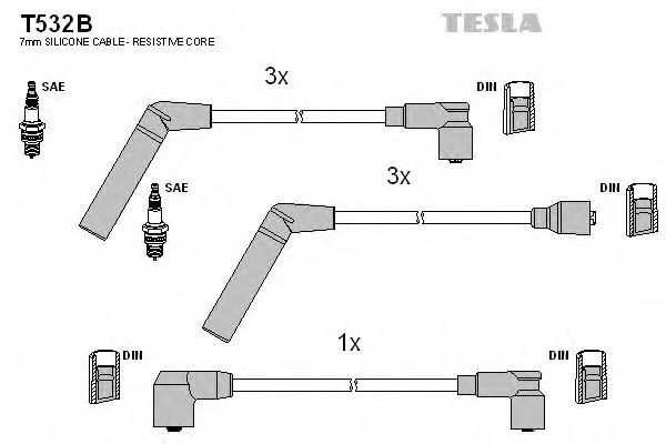 Комплект высоковольтных проводов TESLA T532B