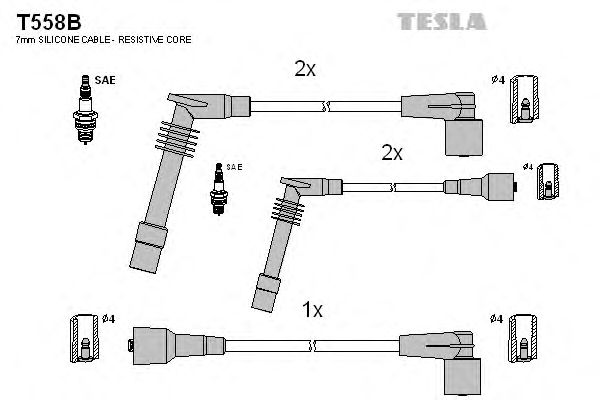 Комплект высоковольтных проводов TESLA T558B