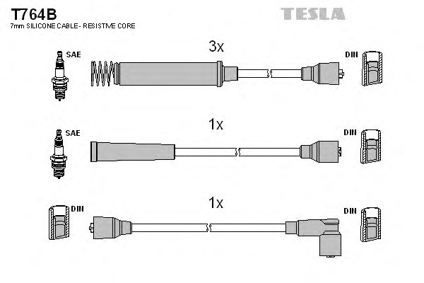 Комплект високовольтних проводів TESLA T764B