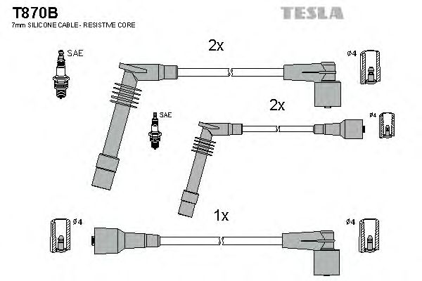 Комплект високовольтних проводів TESLA T870B
