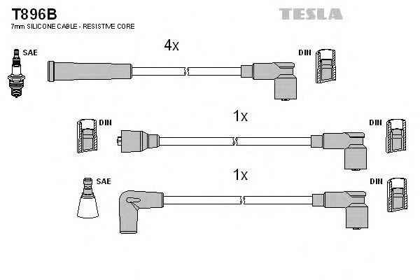 Комплект высоковольтных проводов TESLA T896B