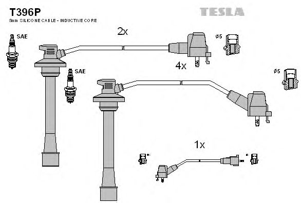 Комплект высоковольтных проводов TESLA T396P