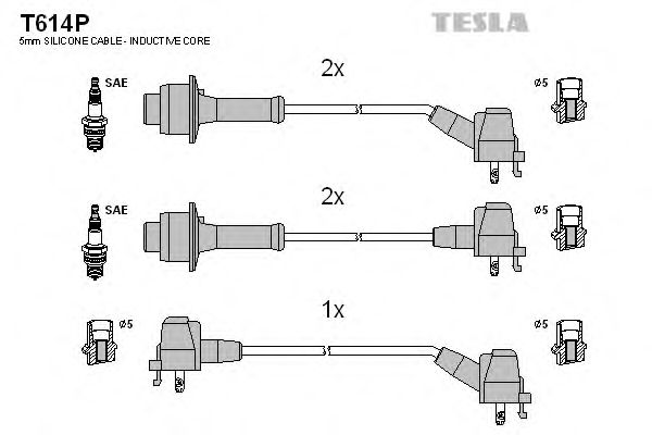 Комплект высоковольтных проводов TESLA T614P