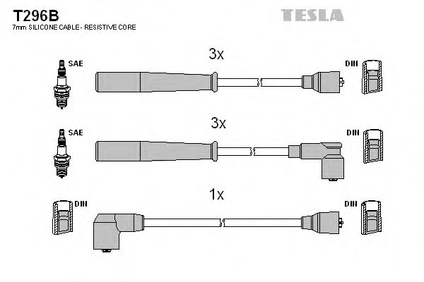 Комплект высоковольтных проводов TESLA T296B