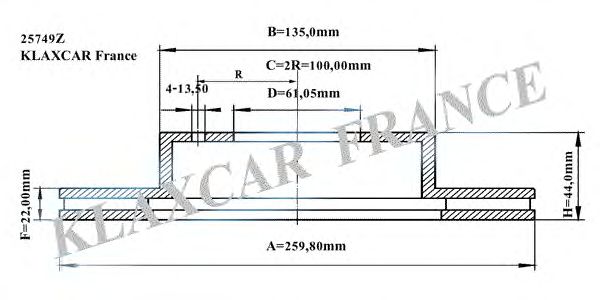 Гальмівний диск KLAXCAR FRANCE 25749z