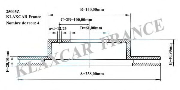 Тормозной диск KLAXCAR FRANCE 25005z