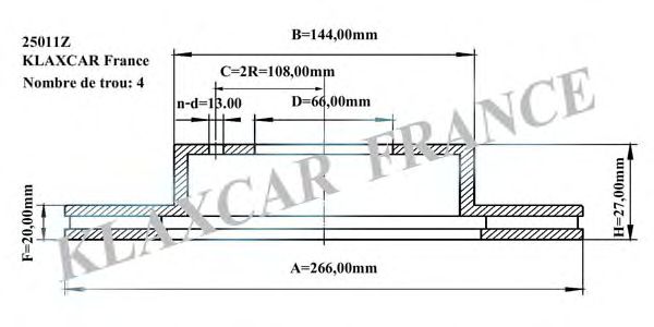 Тормозной диск KLAXCAR FRANCE 25011z
