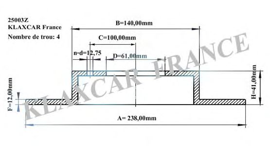 Тормозной диск KLAXCAR FRANCE 25003z