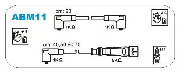Комплект высоковольтных проводов JANMOR ABM11
