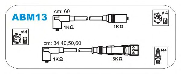 Комплект високовольтних проводів JANMOR ABM13