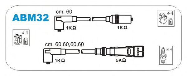 Комплект высоковольтных проводов JANMOR ABM32