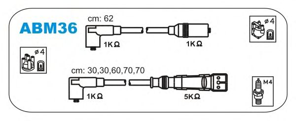 Комплект высоковольтных проводов JANMOR ABM36