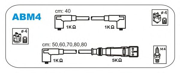 Комплект високовольтних проводів JANMOR ABM4