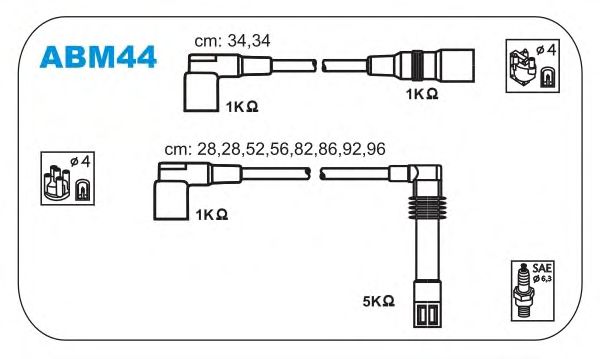 Комплект высоковольтных проводов JANMOR ABM44