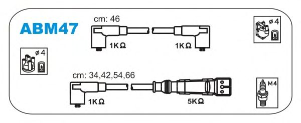 Комплект высоковольтных проводов JANMOR ABM47