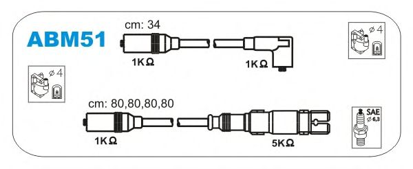 Комплект высоковольтных проводов JANMOR ABM51