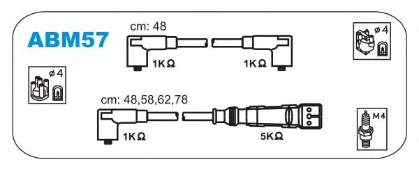 Комплект высоковольтных проводов JANMOR ABM57