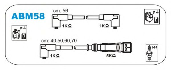 Комплект високовольтних проводів JANMOR ABM58