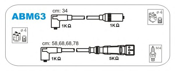 Комплект высоковольтных проводов JANMOR ABM63
