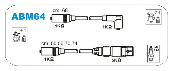 Комплект высоковольтных проводов JANMOR ABM64