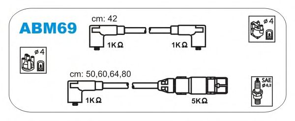 Комплект высоковольтных проводов JANMOR ABM69