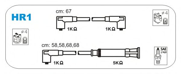 Комплект высоковольтных проводов JANMOR HR1