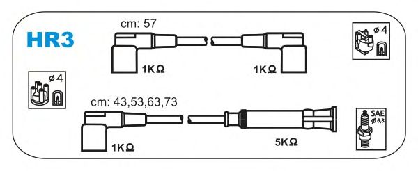 Комплект высоковольтных проводов JANMOR HR3