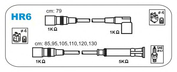 Комплект високовольтних проводів JANMOR HR6