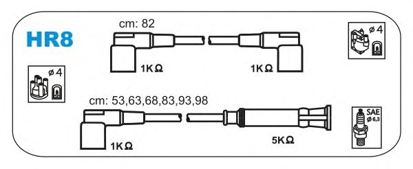 Комплект высоковольтных проводов JANMOR HR8