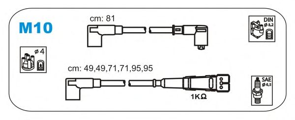 Комплект высоковольтных проводов JANMOR M10
